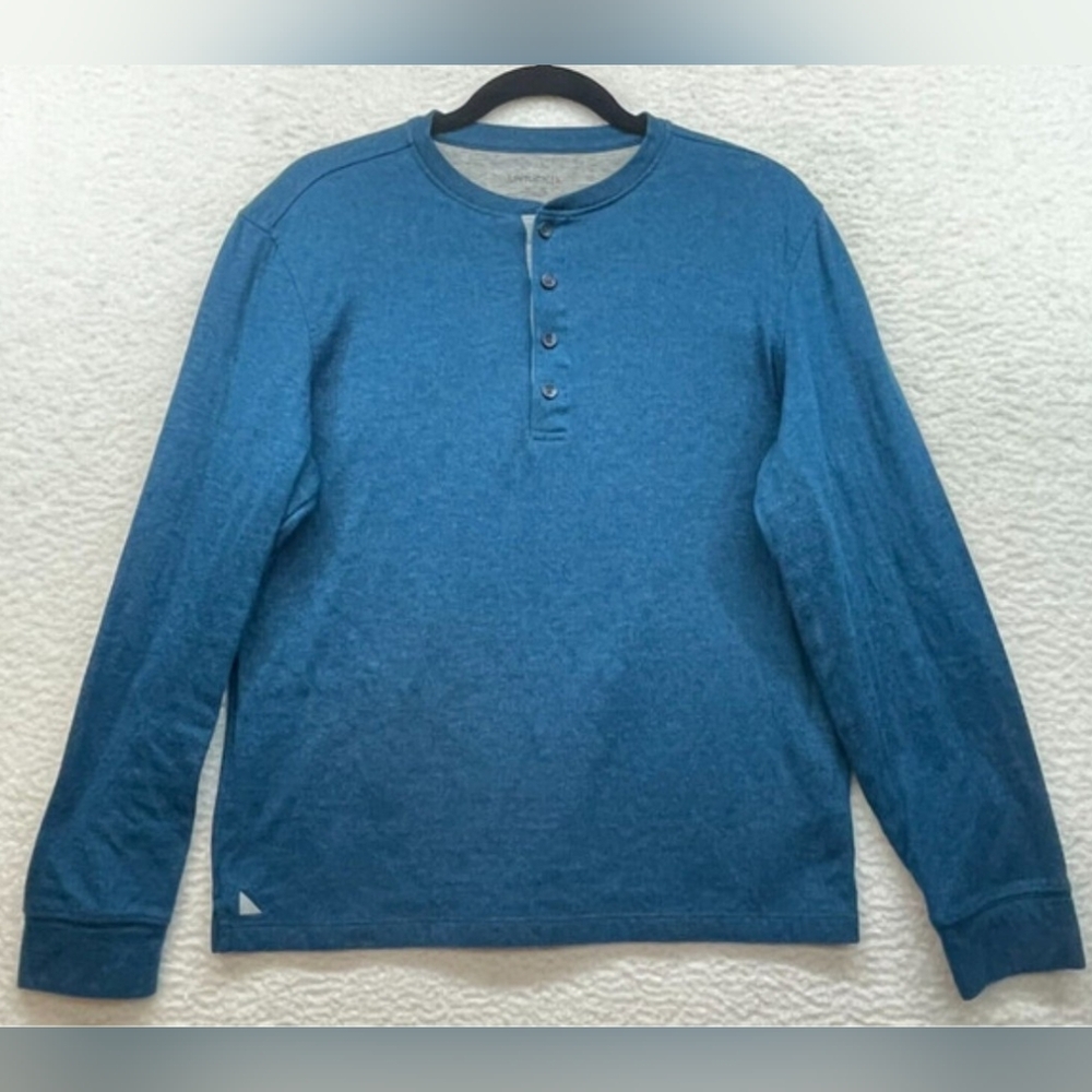 Untuckit Henley Mens Medium Blue Grassi Shirt